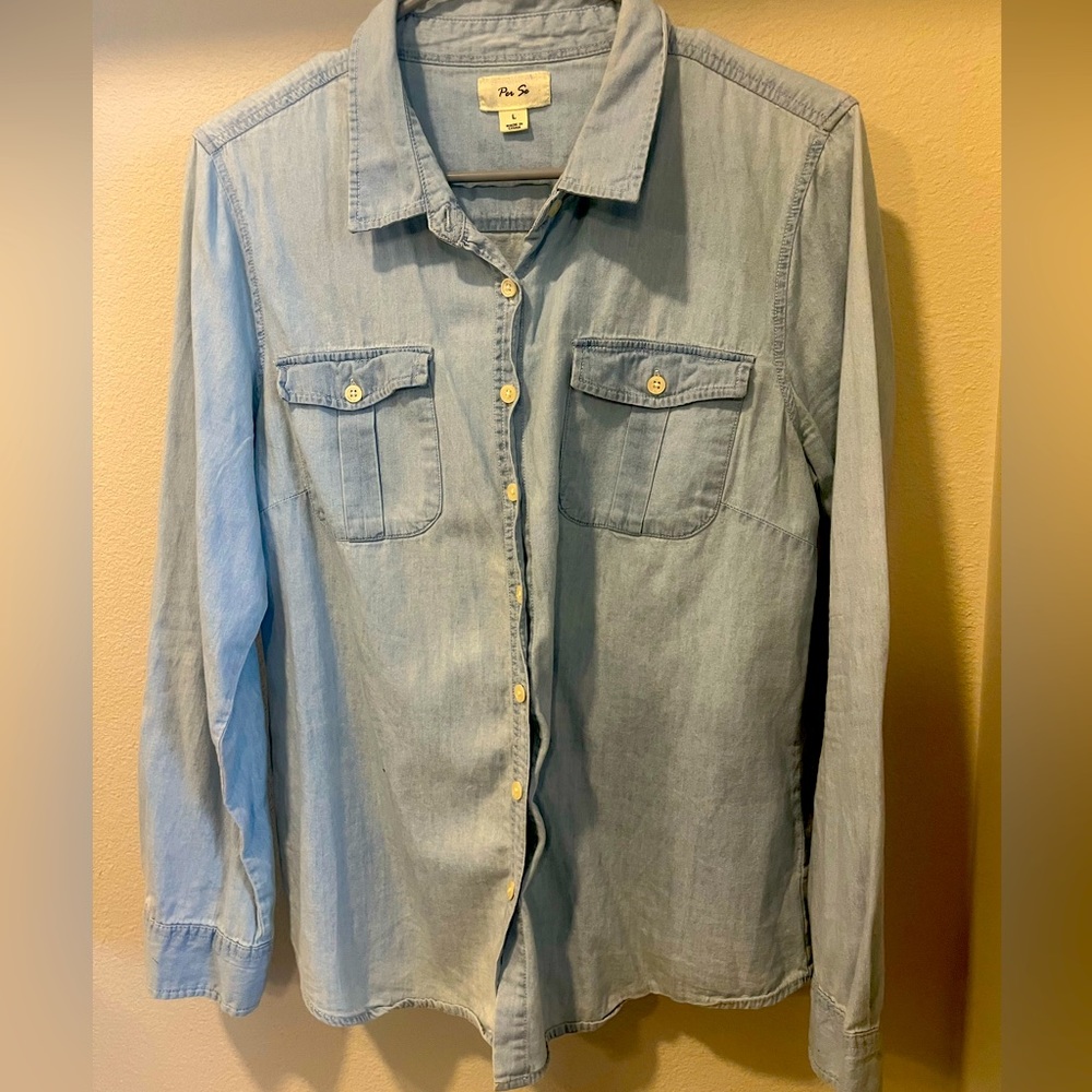 Denim button down
